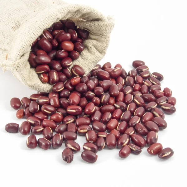 Červené fazole s pytlem — Stock fotografie