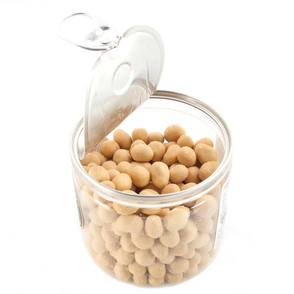 Scatola aperta di arachidi rivestite . — Foto Stock