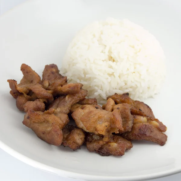 Жареная свинина с рисом — стоковое фото