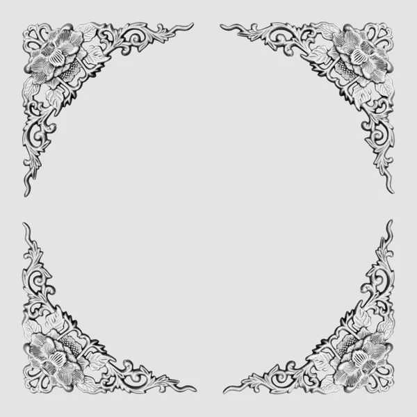 Padrão floral frame-cinza — Fotografia de Stock