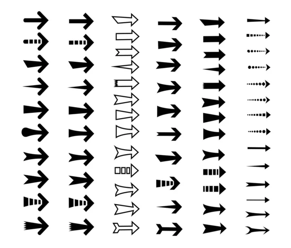 Gerade Pfeile Symbol gesetzt — Stockvektor