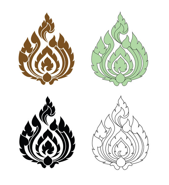 Beautiful floral of Thai pattern set on white background