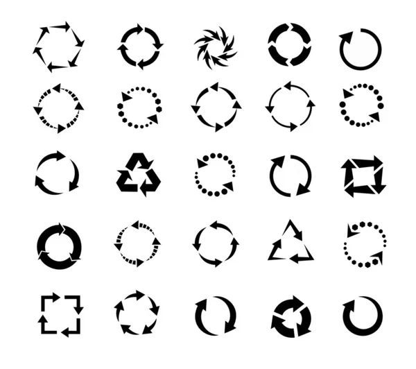 Setas círculo, atualizar, recarregar conjunto de ícones — Vetor de Stock