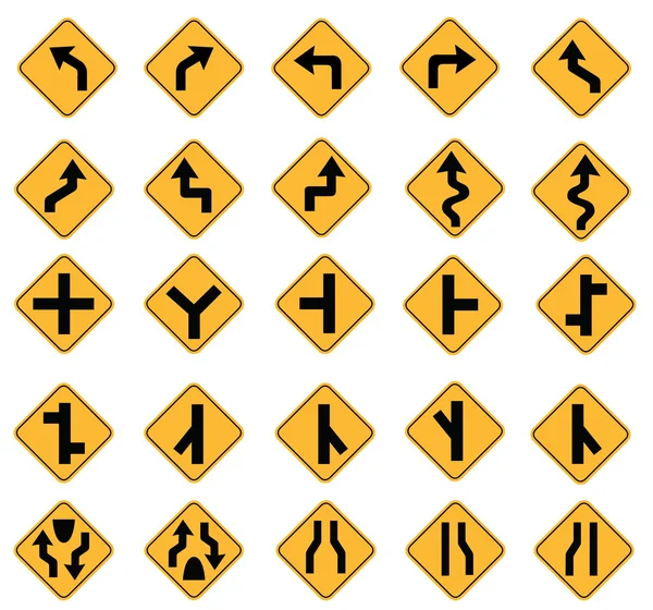 Yellow road signs — Stock Vector