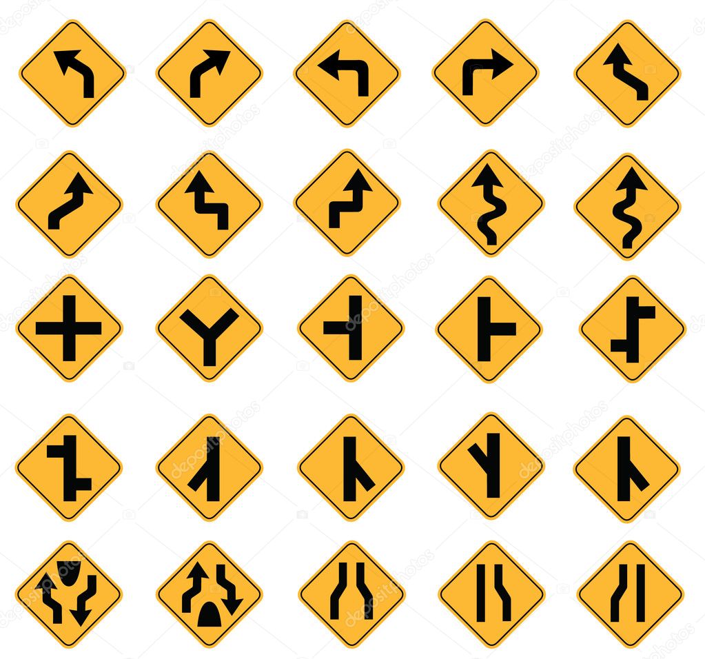 Yellow road signs