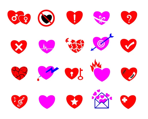 Conjunto de ícones de conceito de coração colorido —  Vetores de Stock
