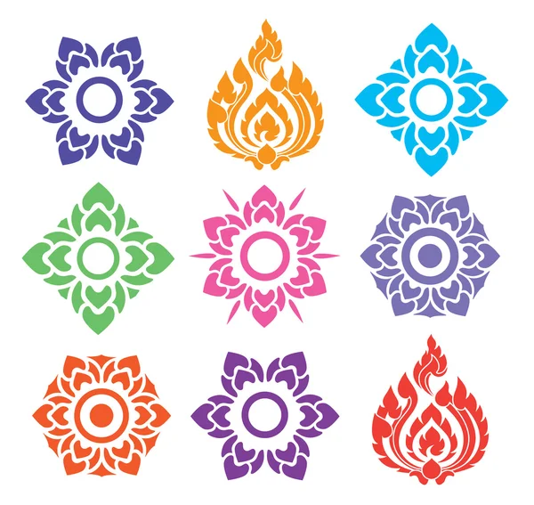 Colorido floral de patrón tailandés — Vector de stock