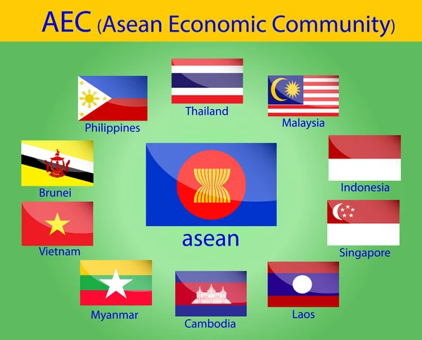 ASEAN bayrakları — Stok Vektör