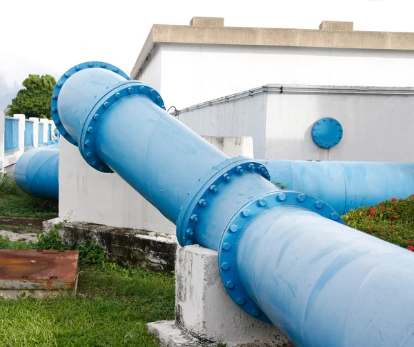 Big blue Steel pipes — Stock Photo, Image