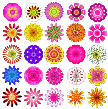 colorful flower vector set clipart