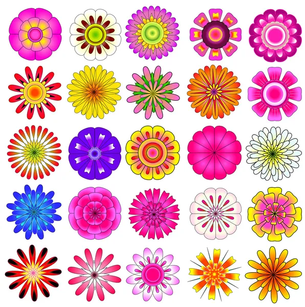 Jeu de vecteurs de fleurs colorées — Image vectorielle