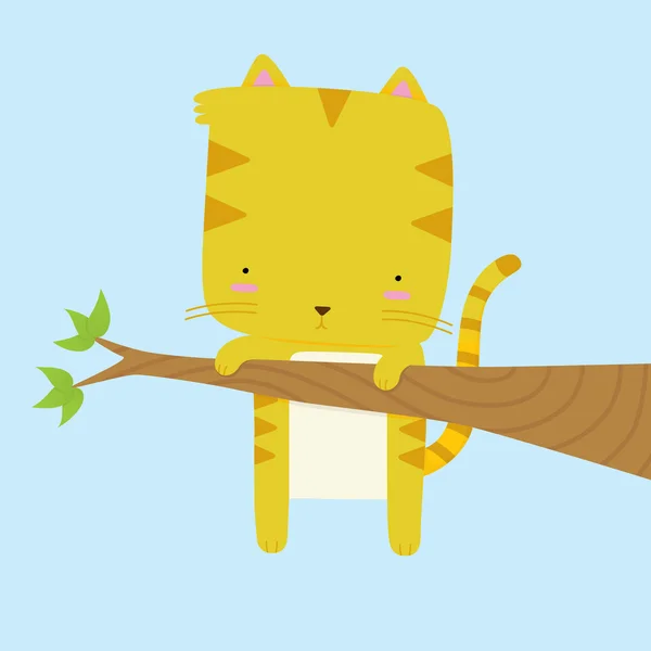 Kočka přilepená na větev stromu — Stockový vektor