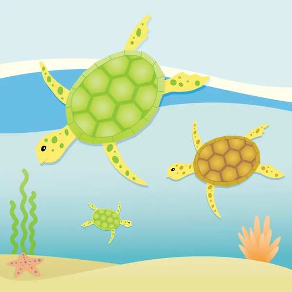 Mořské želvy — Stockový vektor