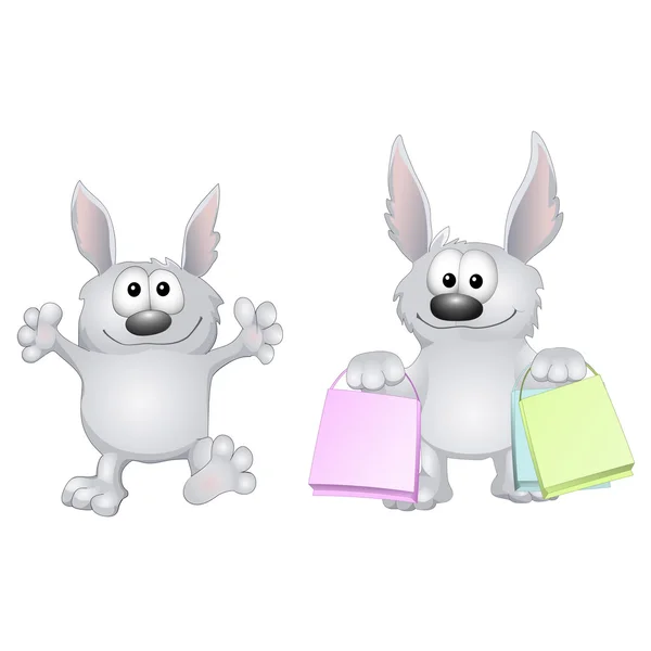Vtipné kreslené králíků — Stockový vektor