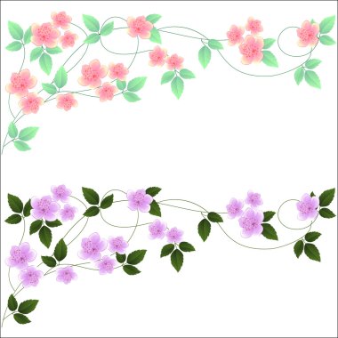 Decorative abstract composition with flowers and leaves clipart