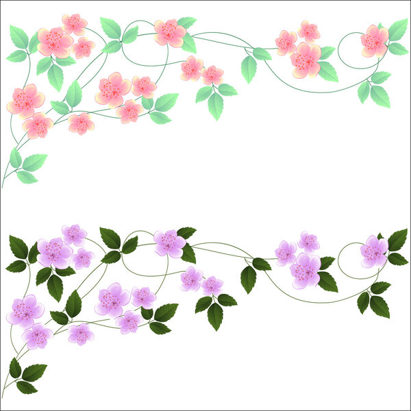 Decorative abstract composition with flowers and leaves
