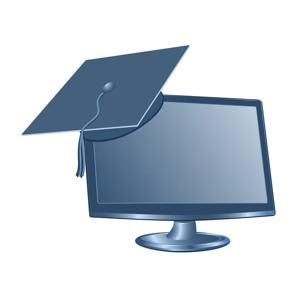 bilgisayar monitörü ile akademik headdress.