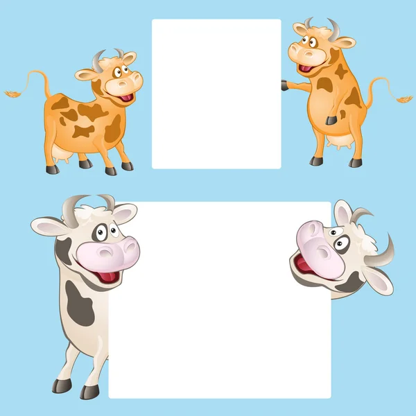 Смешная корова с плакатами — стоковый вектор