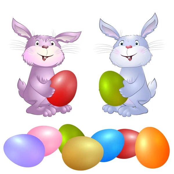 Conejo con huevos de Pascua . — Archivo Imágenes Vectoriales