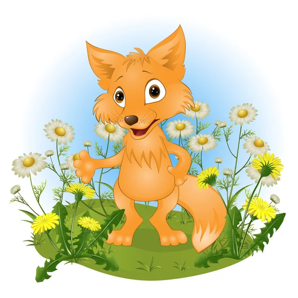cheerful young fox on a glade