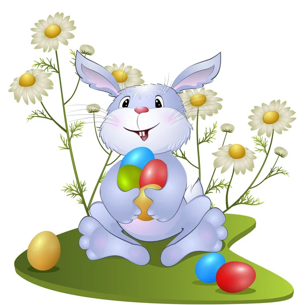 Zábavný králík s velikonoční vajíčka — Stockový vektor