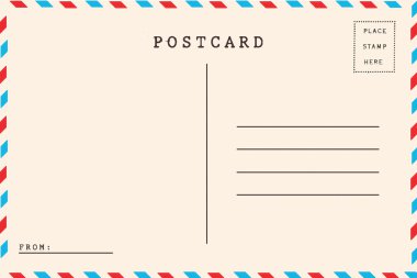 Back of airmail blank postcard clipart