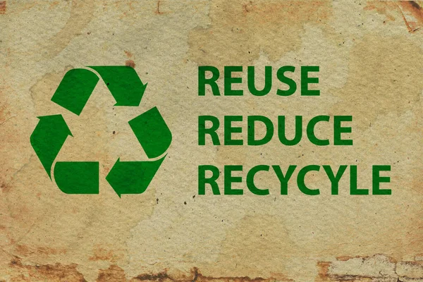 Recycling Logo Auf Braunem Papier — Stockfoto