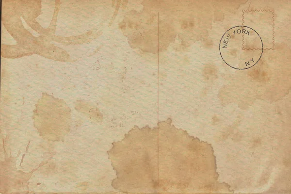 Tył Starej Pocztówki Brudną Plamą — Zdjęcie stockowe