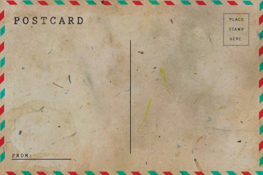 Kirli lekeli eski kartpostalın arkası