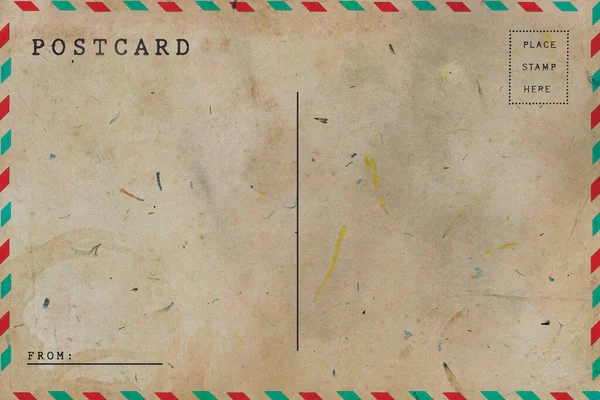 Задняя Часть Старой Открытки Грязным Пятном — стоковое фото