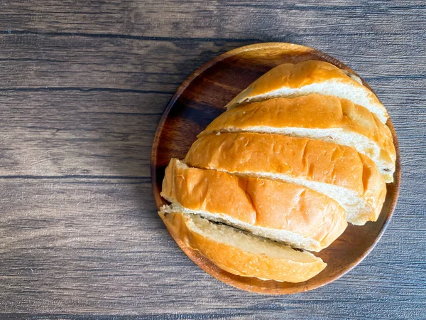 Pão Grão Inteiro Pronto Para Comer Fundo Madeira — Fotografia de Stock