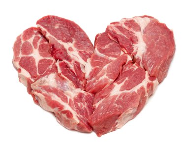 domuz kalp üzerinde beyaz izole