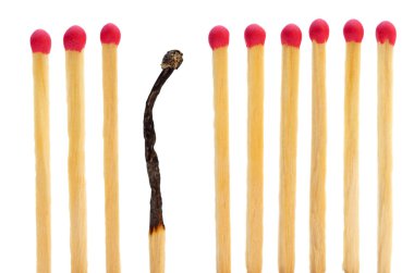 Matches on a row with one burned
