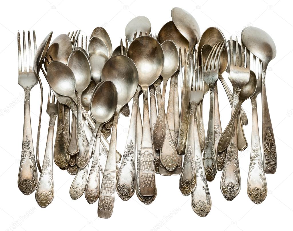 Silver cutlery close-up
