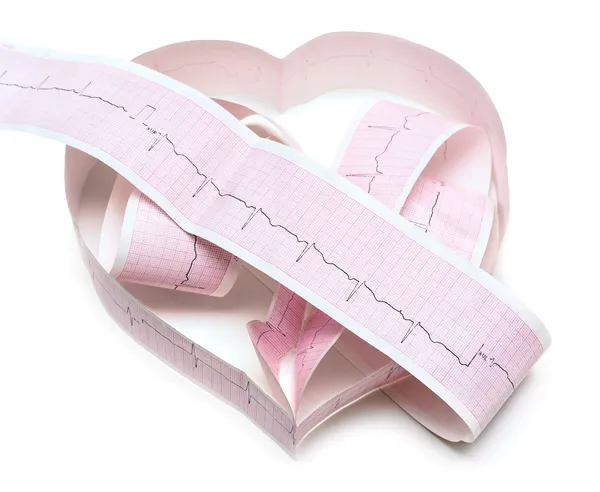 Gráfico de ECG de papel en forma de corazón Fotos de stock