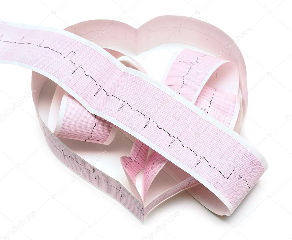 Paper ECG graph in shape of heart