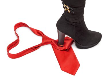 Boot steps on a necktie clipart