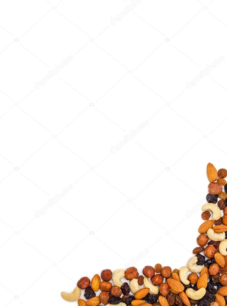 Nuts and dry fruits background