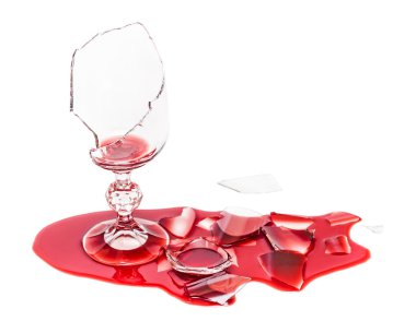 Broken glass poured red wine clipart