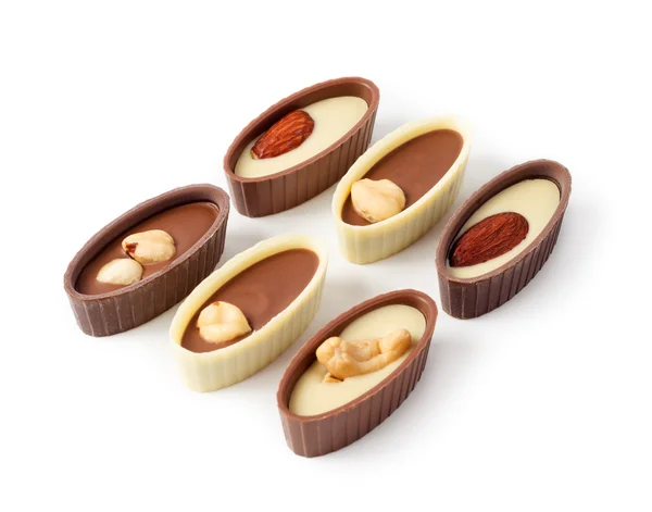 Chocolates with nuts — Stock Photo, Image