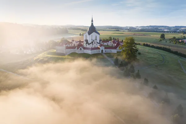 Повітряний Вид Церкви Івана Непомуцького Здар Над Сазаву Pilgrim Church — стокове фото