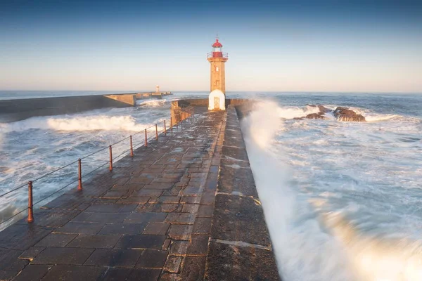 View Lighthouse Cabo Sao Vicente Sagres Algarve Portugal Beautiful Lighthouse — Stock Photo, Image