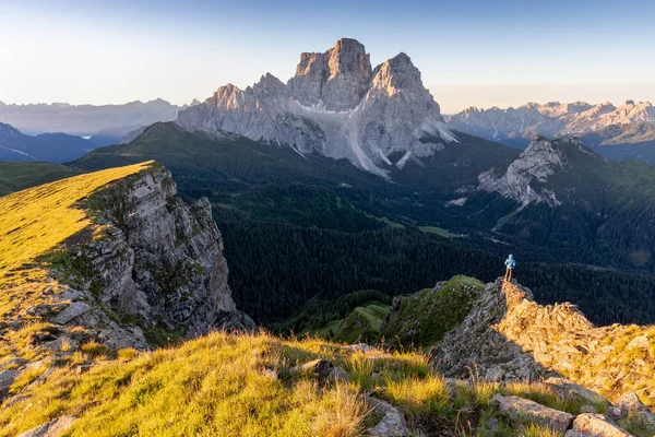 Panoramic Image Italian Dolomites Famous Peaks Chalets South Tyrol Italy — Stok fotoğraf