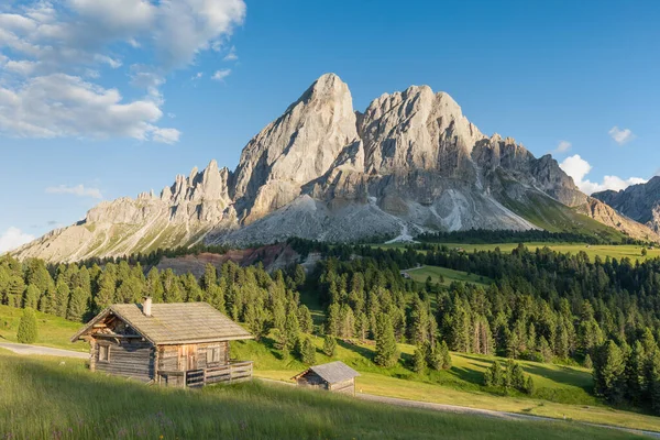 Panoramic Image Italian Dolomites Famous Peaks Chalets South Tyrol Italy — Stok fotoğraf
