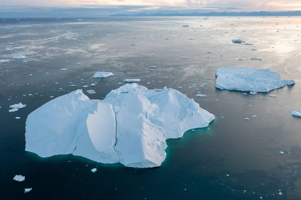 Climate Change Global Warming Icebergs Melting Glacier Ilulissat Glacier Greenland — Foto de Stock