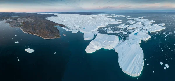 Climate Change Global Warming Icebergs Melting Glacier Ilulissat Glacier Greenland — Stock Fotó