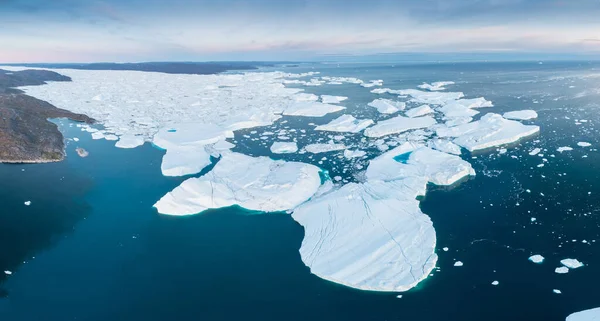 Зміна Клімату Глобальне Потепління Айсберги Льодовика Тане Льодовику Ілуліссат Гренландія — стокове фото