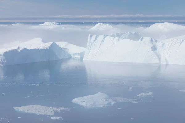 Изменение Климата Глобальное Потепление Айсберги Тающего Ледника Леднике Илулиссат Гренландия — стоковое фото
