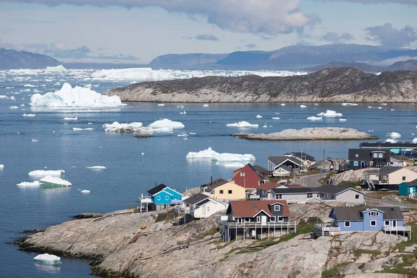 Greenland View Colorful Houses Ilulissat City Icefjord Tourist Destination Arctic — Stock Fotó