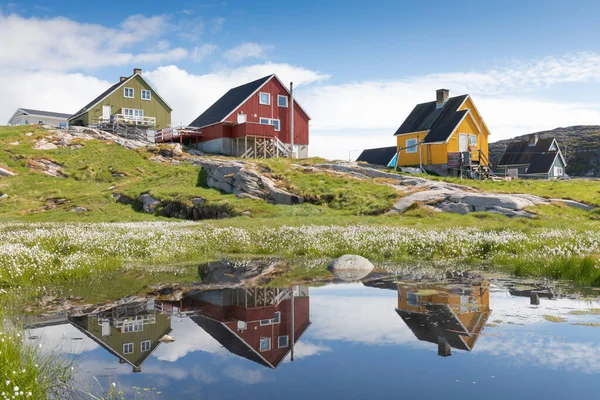 Greenland View Colorful Houses Ilulissat City Icefjord Tourist Destination Arctic — Fotografia de Stock